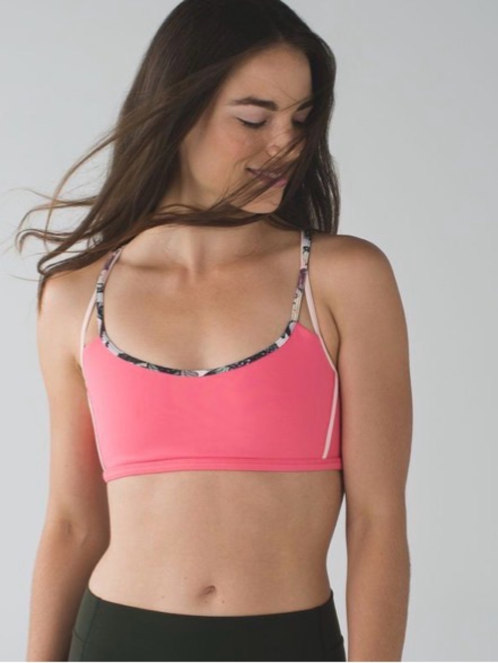 Lululemon Lighten Up Bra Pink Lemonade Caged Strappy Back Gym Studio 4